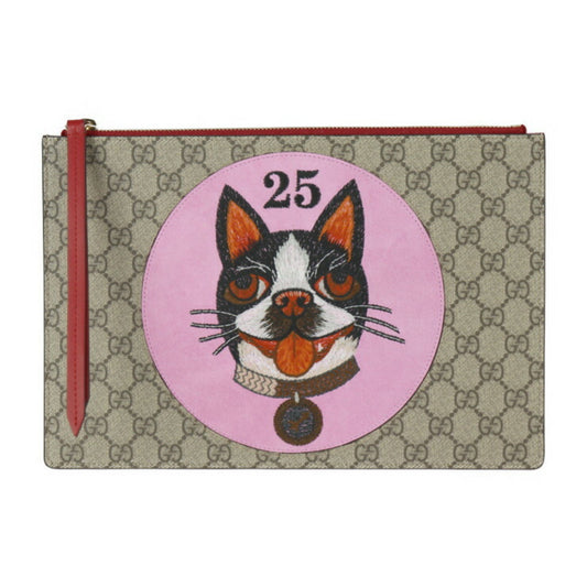 Gucci Beige Multi-Color Red Color Gg Supreme Clutch Bag ()