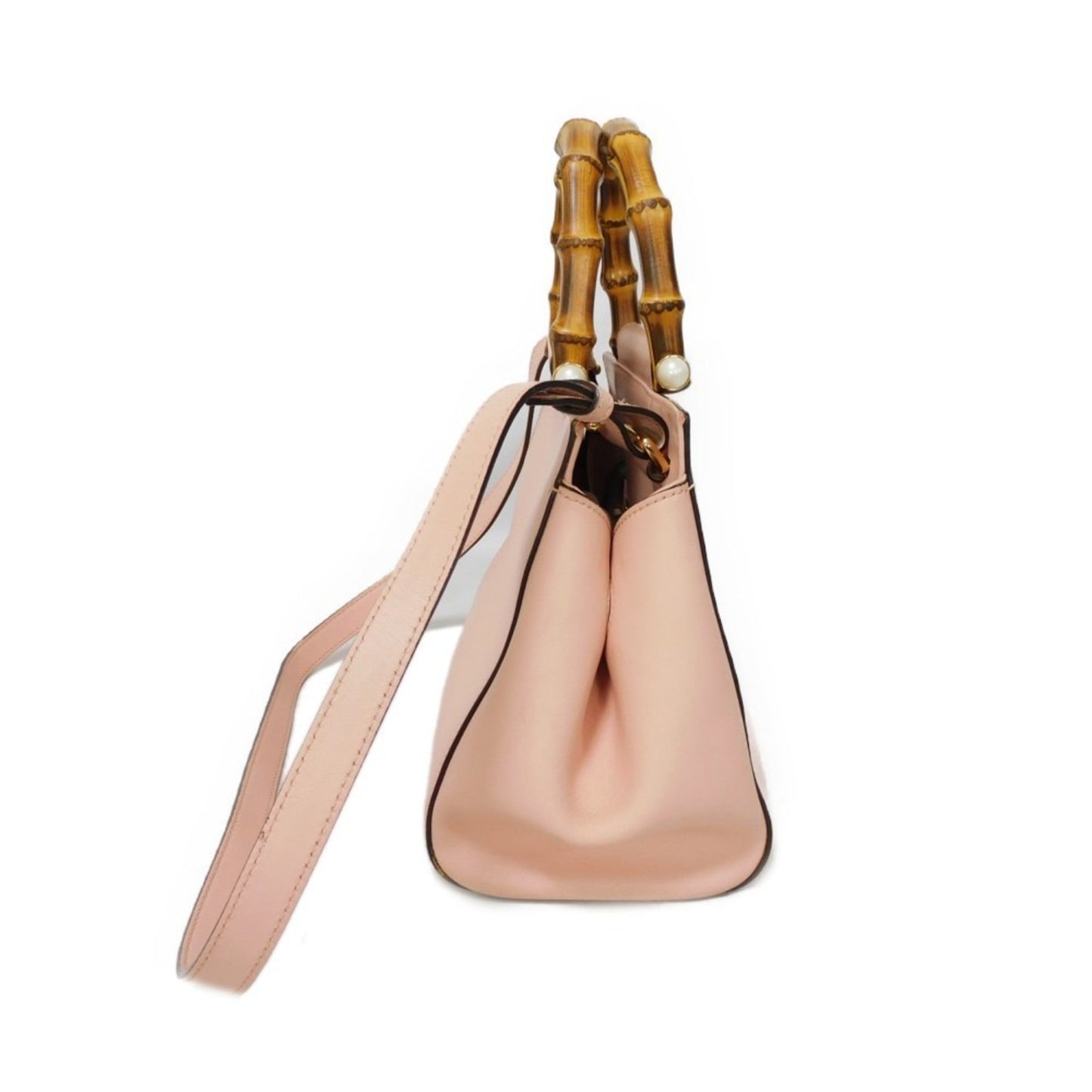 Gucci Light Pink Bamboo Leather Handbag