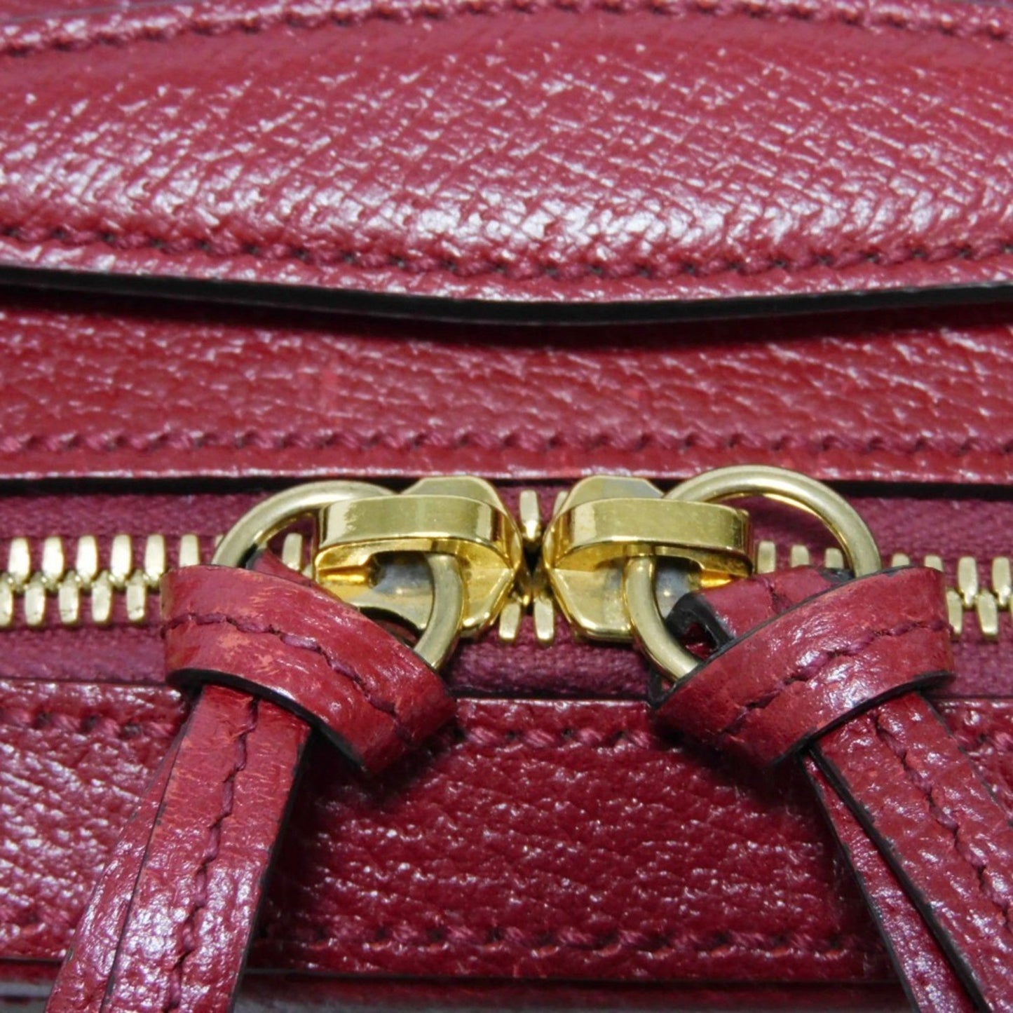 Gucci Brown Red Color Gg Supreme Canvas Leather Handbag Shoulder Bag