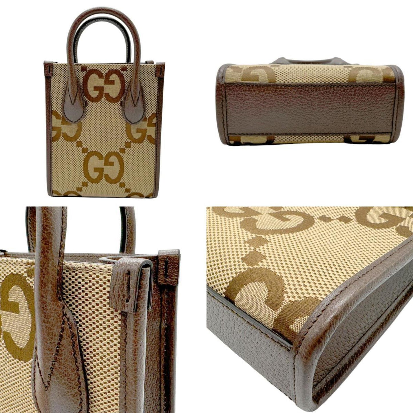 Gucci Brown Canvas Leather Handbag Shoulder Bag