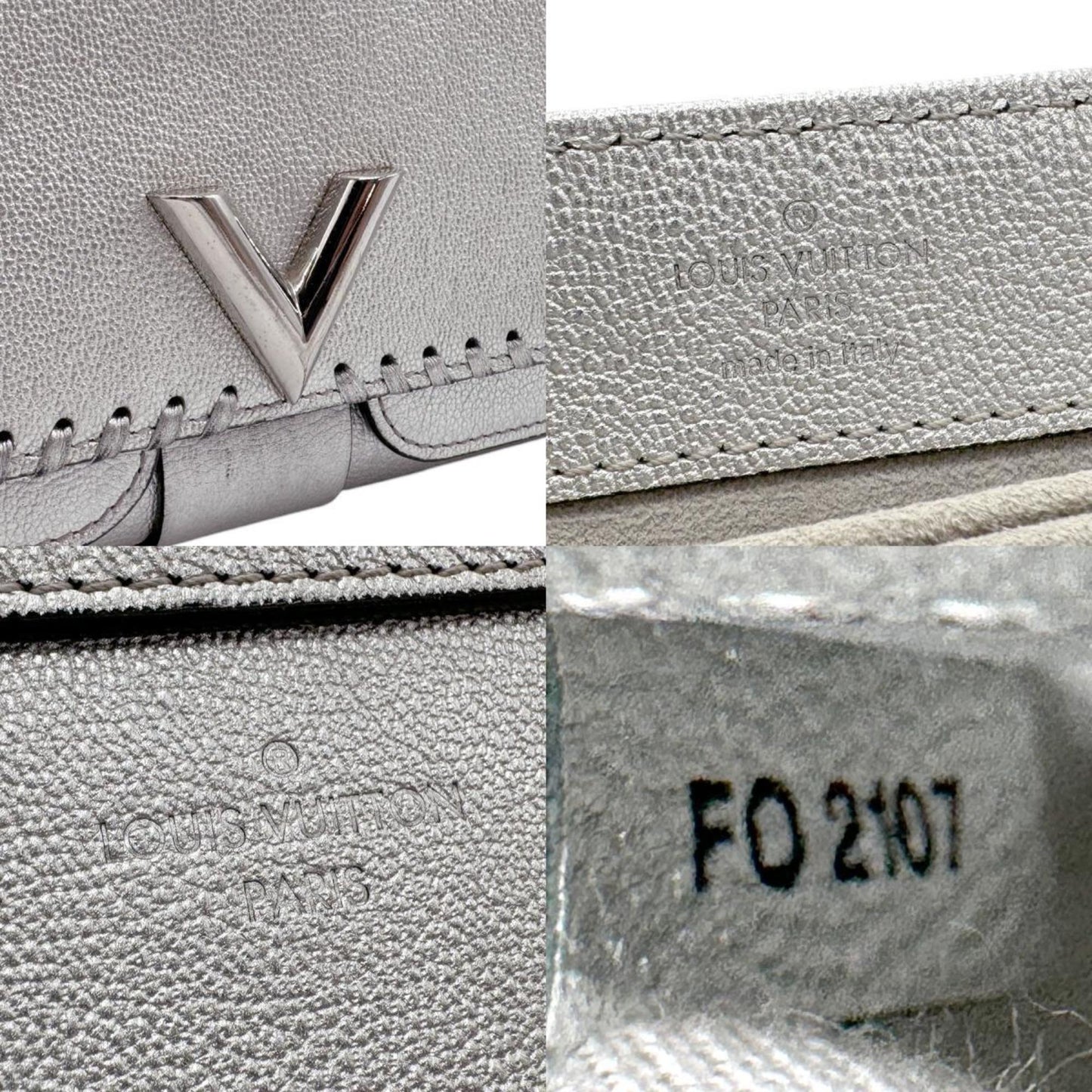 Louis Vuitton Silver Leather Handbag Shoulder Bag