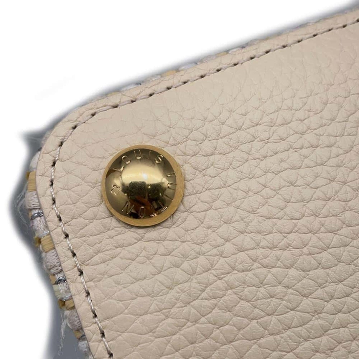 Louis Vuitton Beige Tweed Raffia Cotton Handbag Shoulder Bag