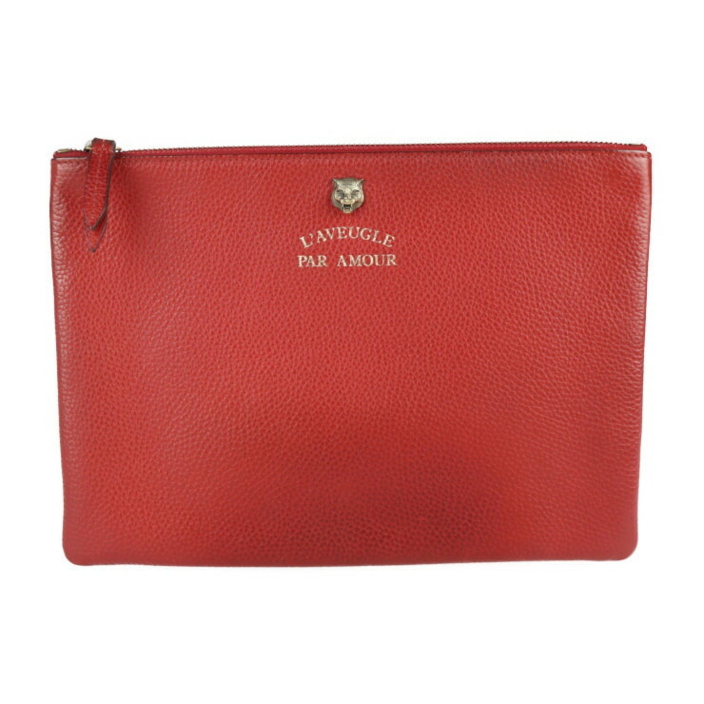 Gucci Animalier Black Red Color Leather Clutch Bag Handbag ()