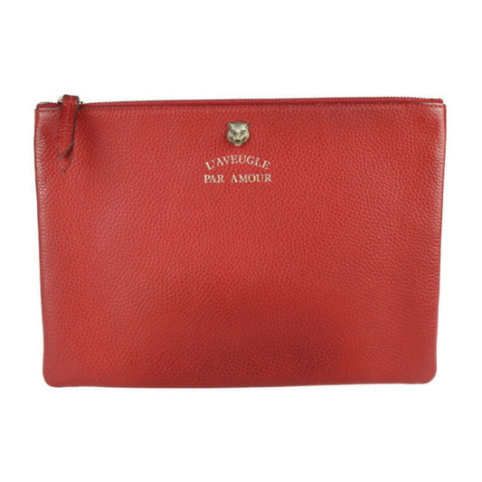 Gucci Animalier Black Red Color Leather Clutch Bag Handbag ()