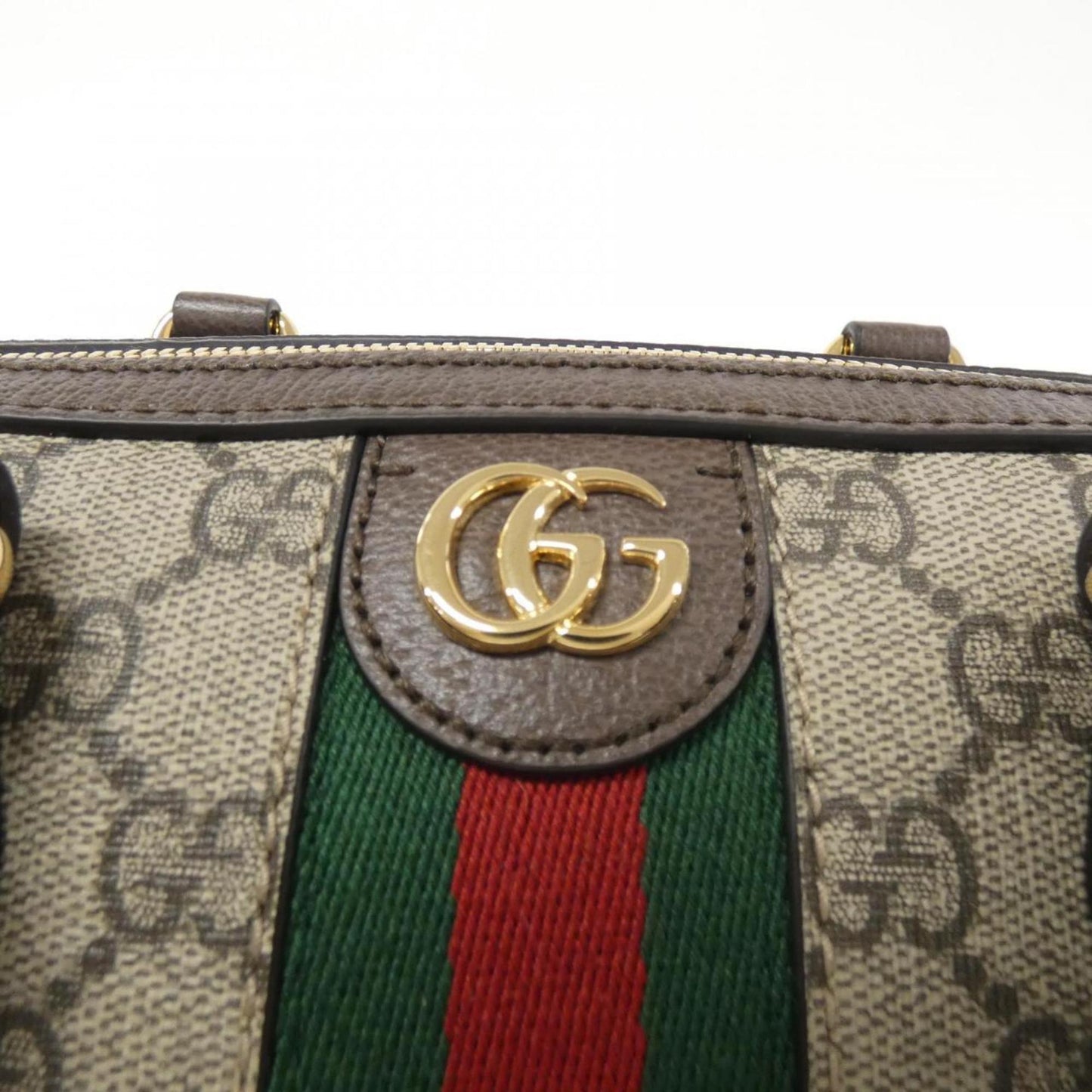 Gucci Beige Brown Gg Supreme Leather Boston Bag