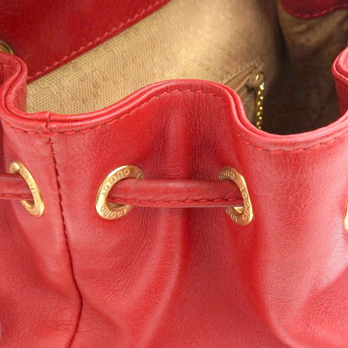 Gucci Red Color Leather Backpack