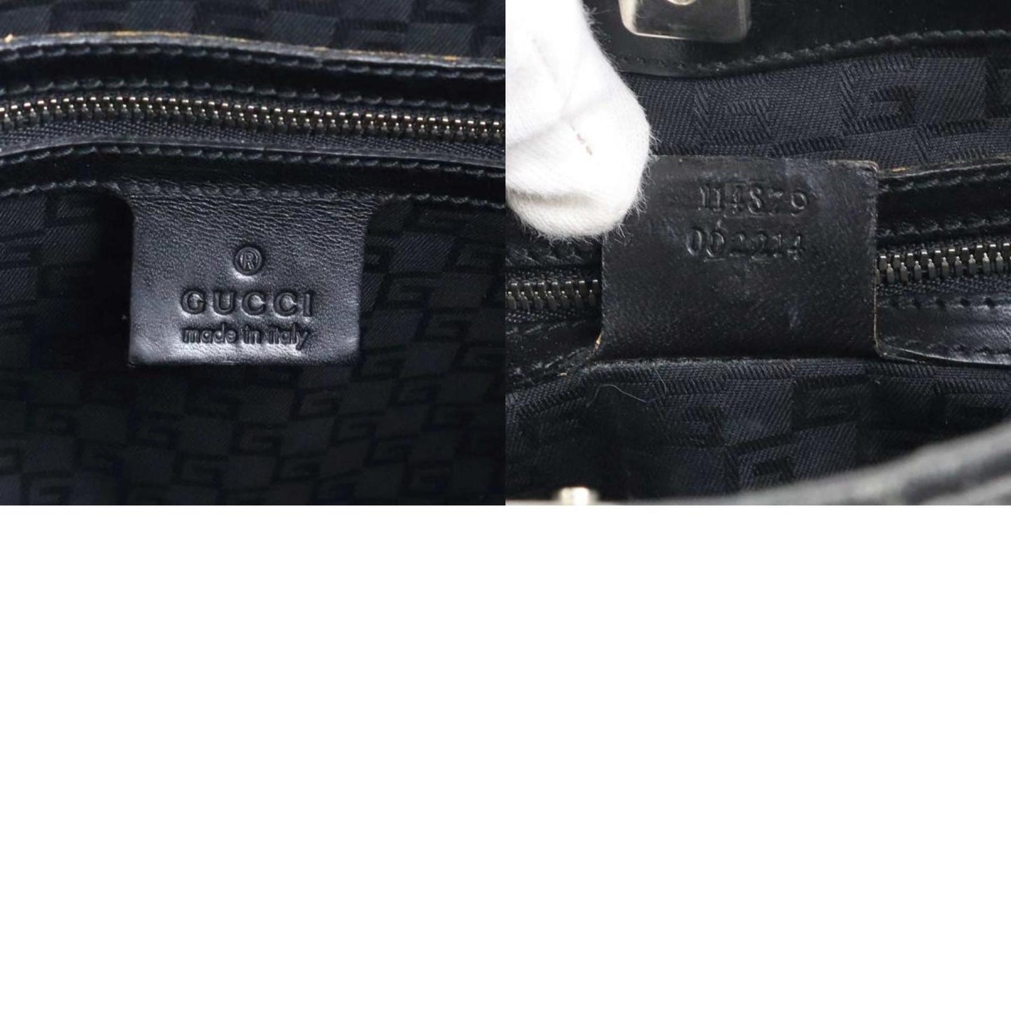 Gucci Black Canvas Leather Shoulder Bag