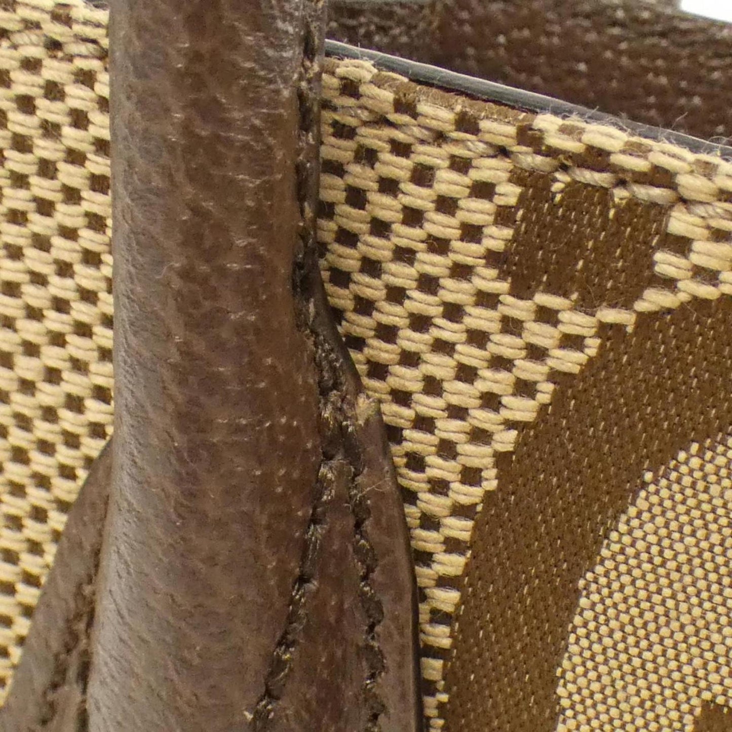 Gucci Brown Camel Canvas Leather Handbag