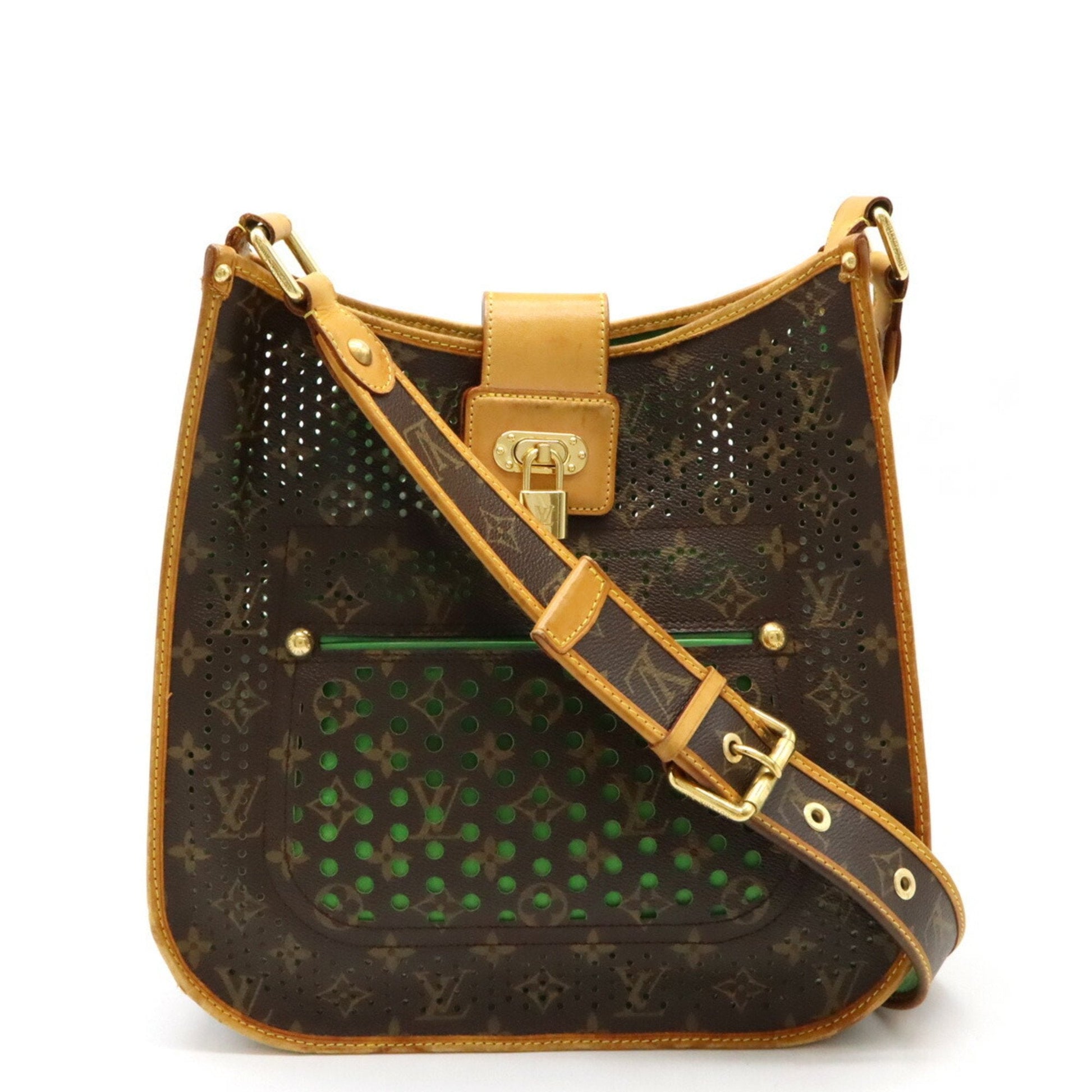 Louis Vuitton Black Green Monogram Vert Monogram Perforated Shoulder Bag ()