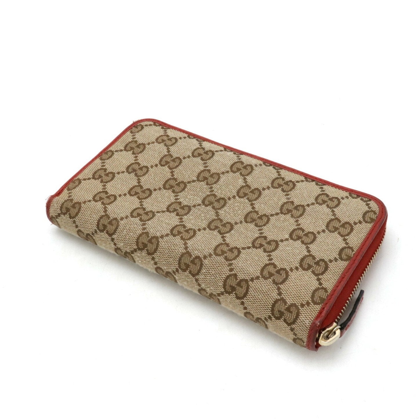 Gucci Red Color Canvas Leather Long Wallet (Bi-Fold)