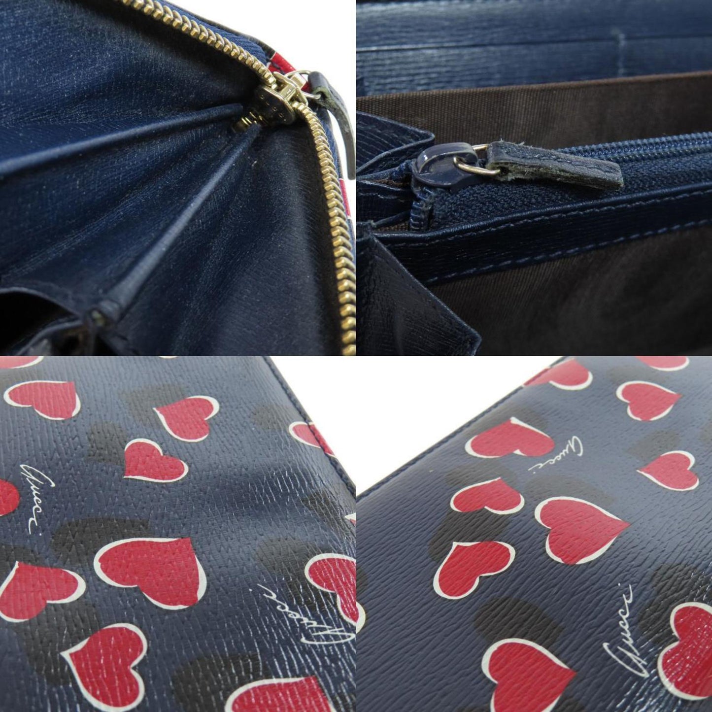 Gucci Navy Leather Long Wallet (Bi-Fold)