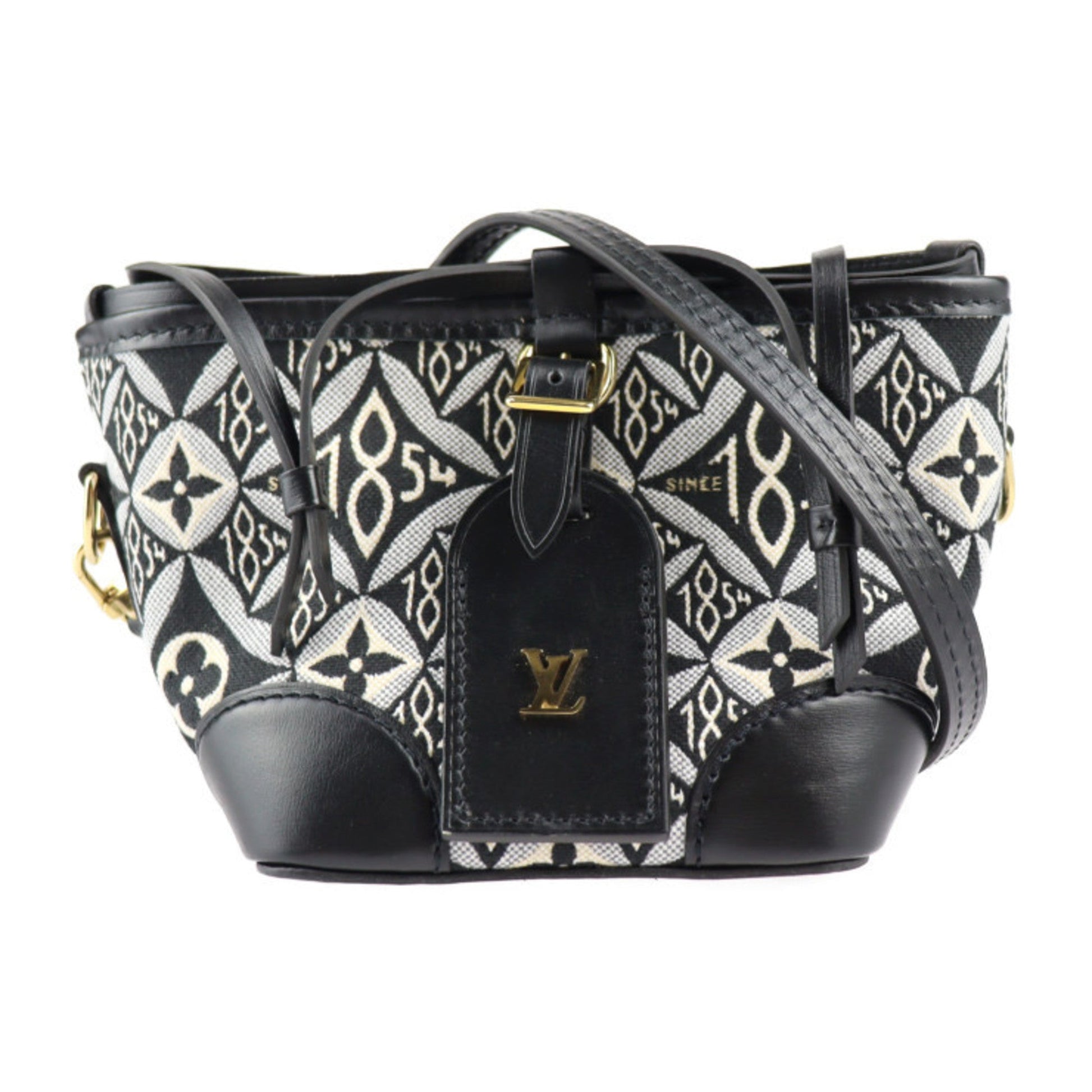 Louis Vuitton Black Canvas Leather Handbag Shoulder Bag Tote Bag ()