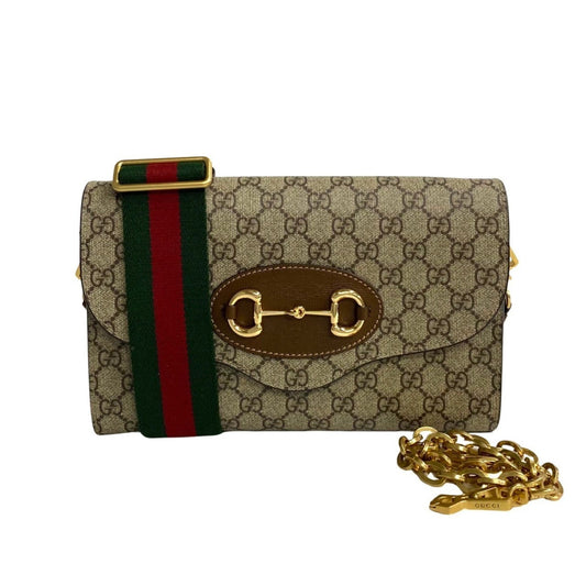 Gucci Brown Gold Pvc Leather Shoulder Bag ()