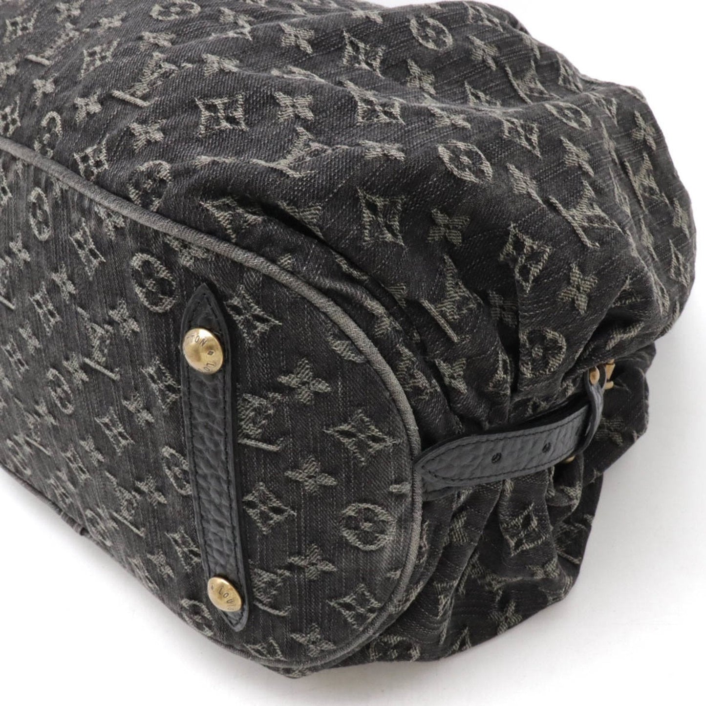 Louis Vuitton Black Noir Monogram Denim Handbag Shoulder Bag