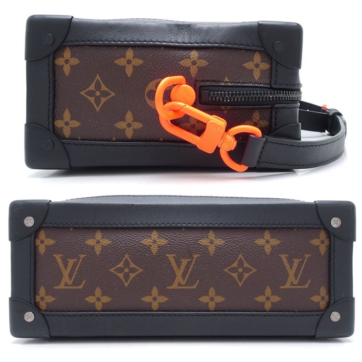 Louis Vuitton Black Brown Canvas Leather Shoulder Bag