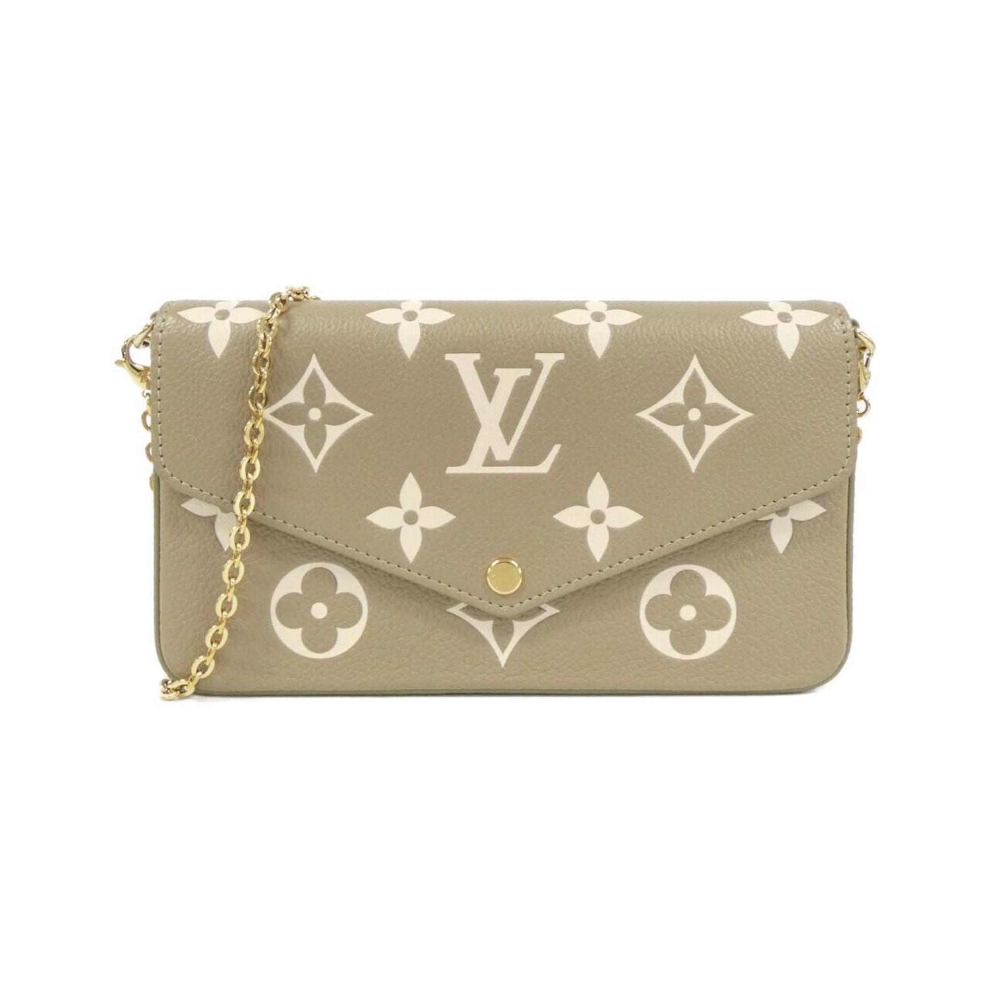 Louis Vuitton Cream Khaki Leather Pochette Shoulder Bag ()