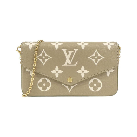 Louis Vuitton Cream Khaki Leather Pochette Shoulder Bag ()