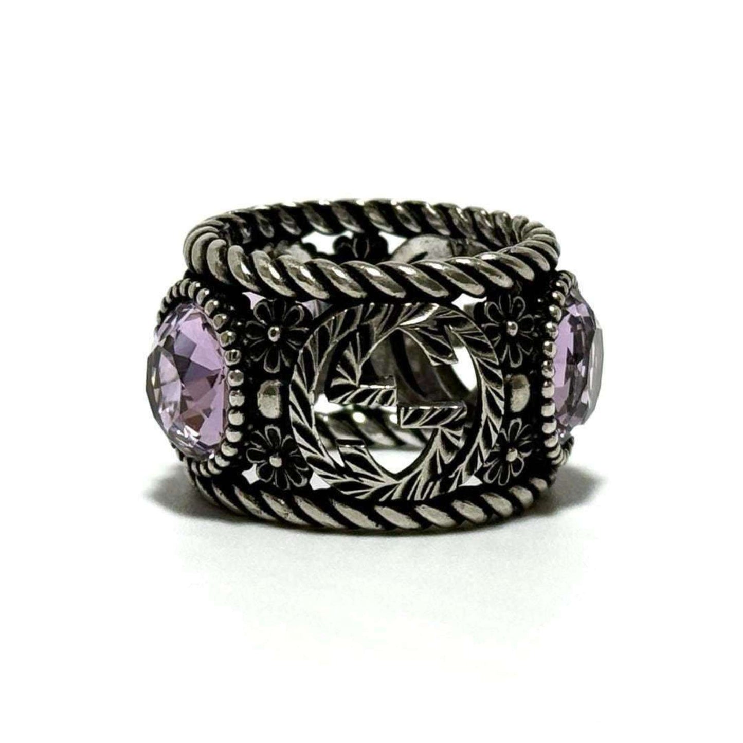 Gucci Silver Rhinestone Silver 925 Band Ring