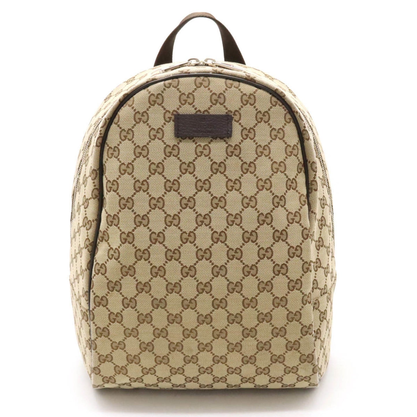 Gucci Beige Dark Brown Canvas Leather Backpack ()