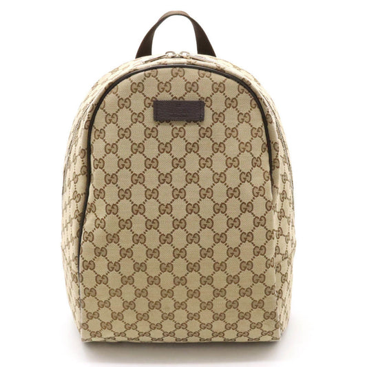 Gucci Beige Dark Brown Canvas Leather Backpack ()