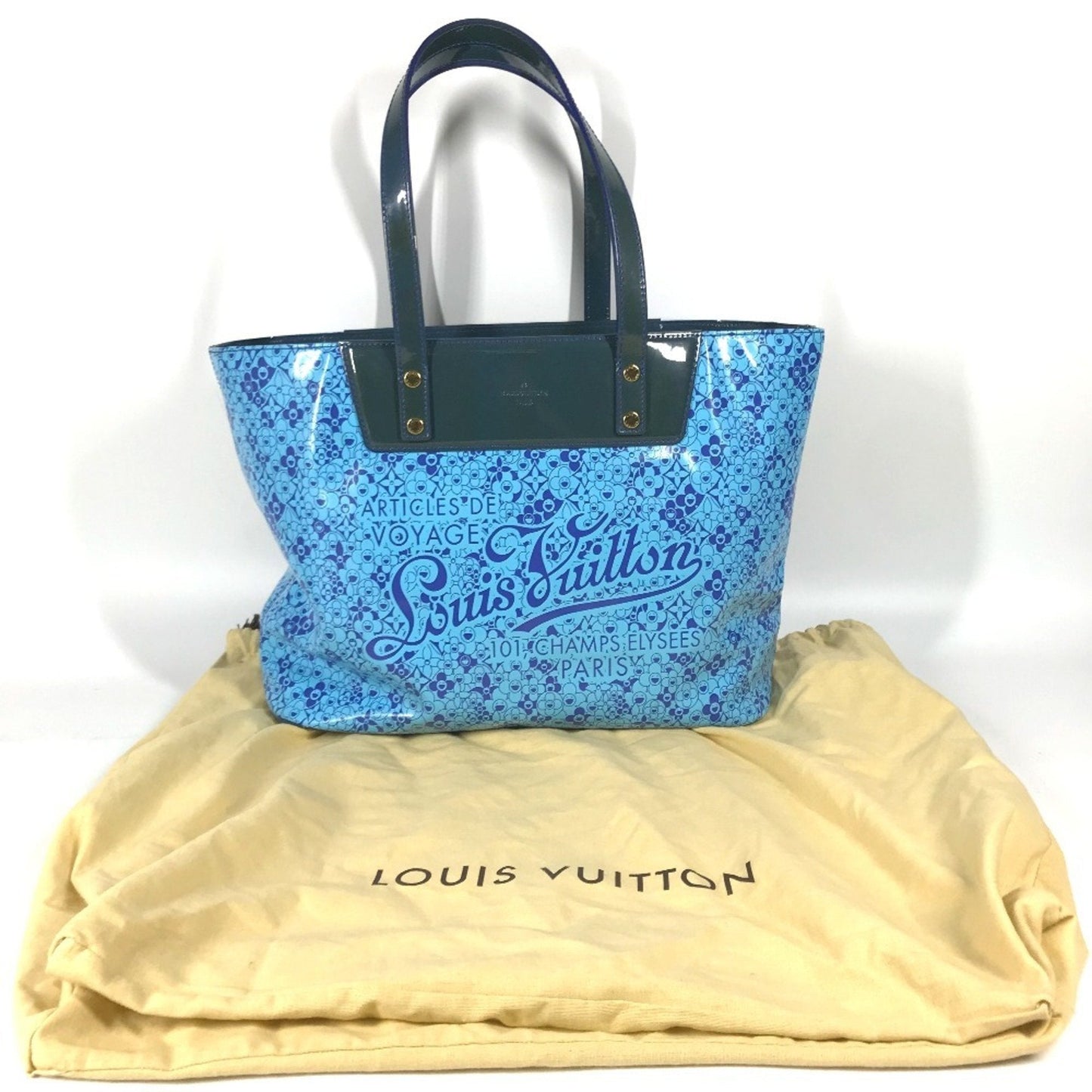 Louis Vuitton Blue Pvc Leather Shoulder Bag Tote Bag