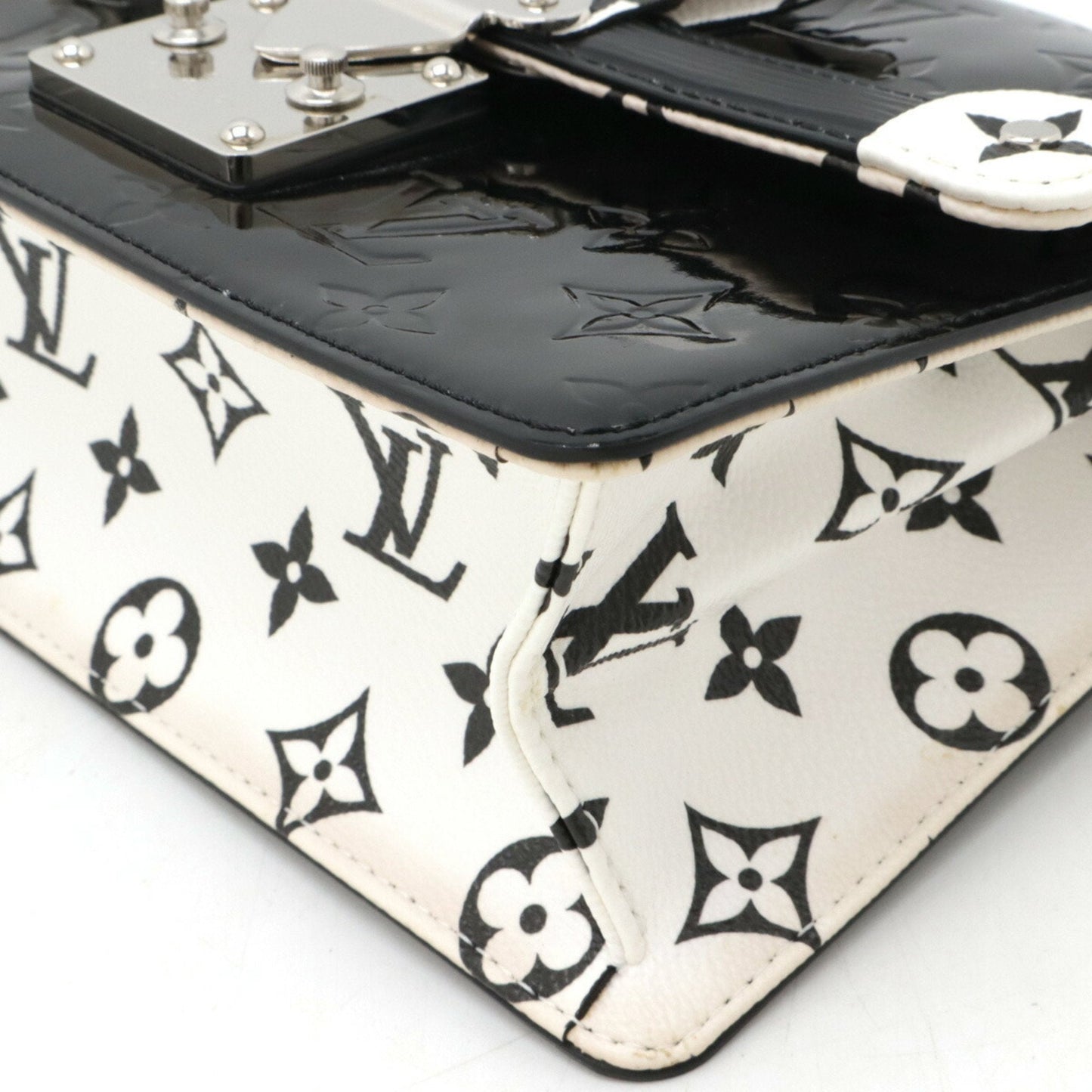 Louis Vuitton Black Noir White Leather Shoulder Bag