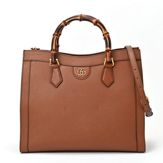 Gucci Brown Leather Bamboo Tote Bag ()
