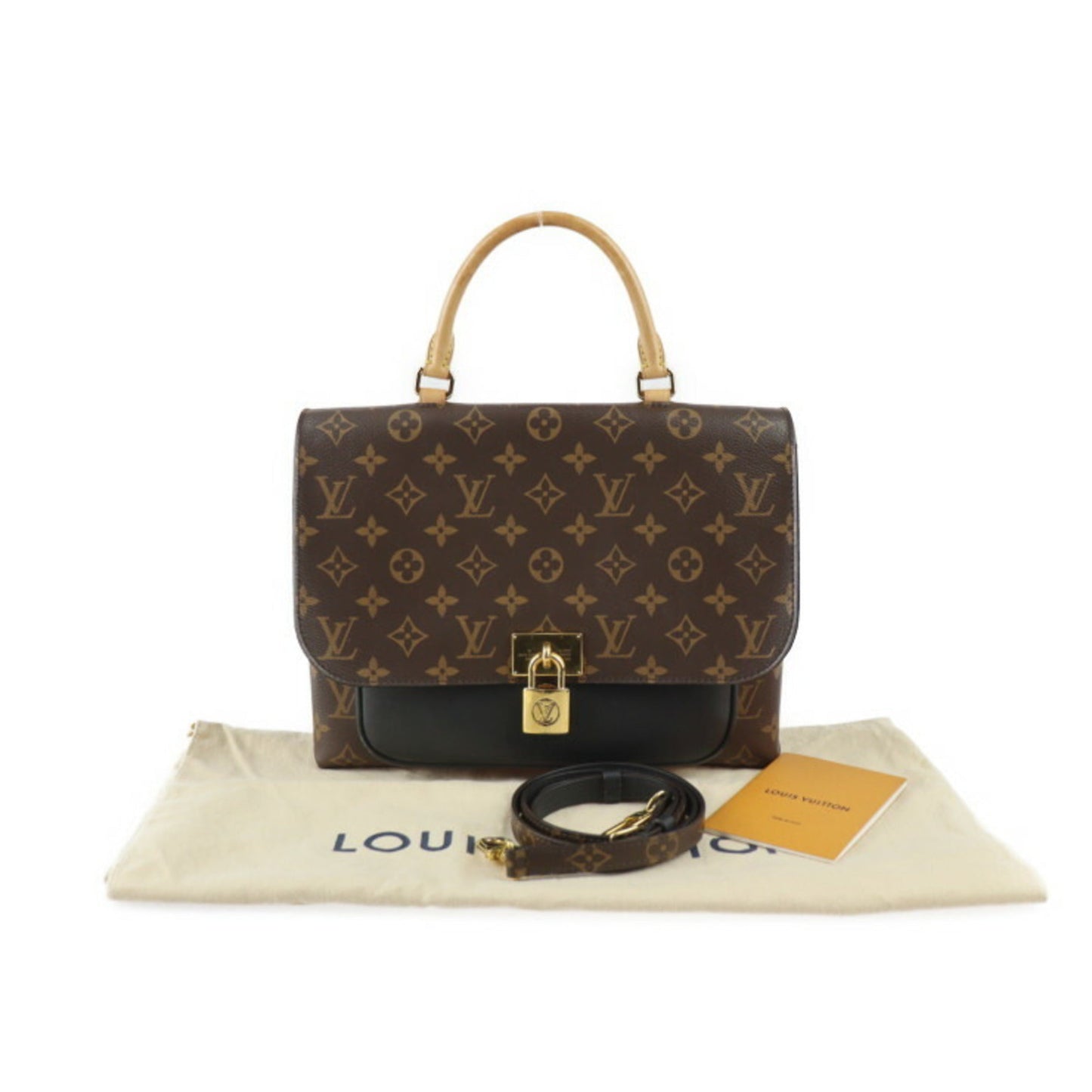 Louis Vuitton Black Brown Monogram Leather Handbag Shoulder Bag