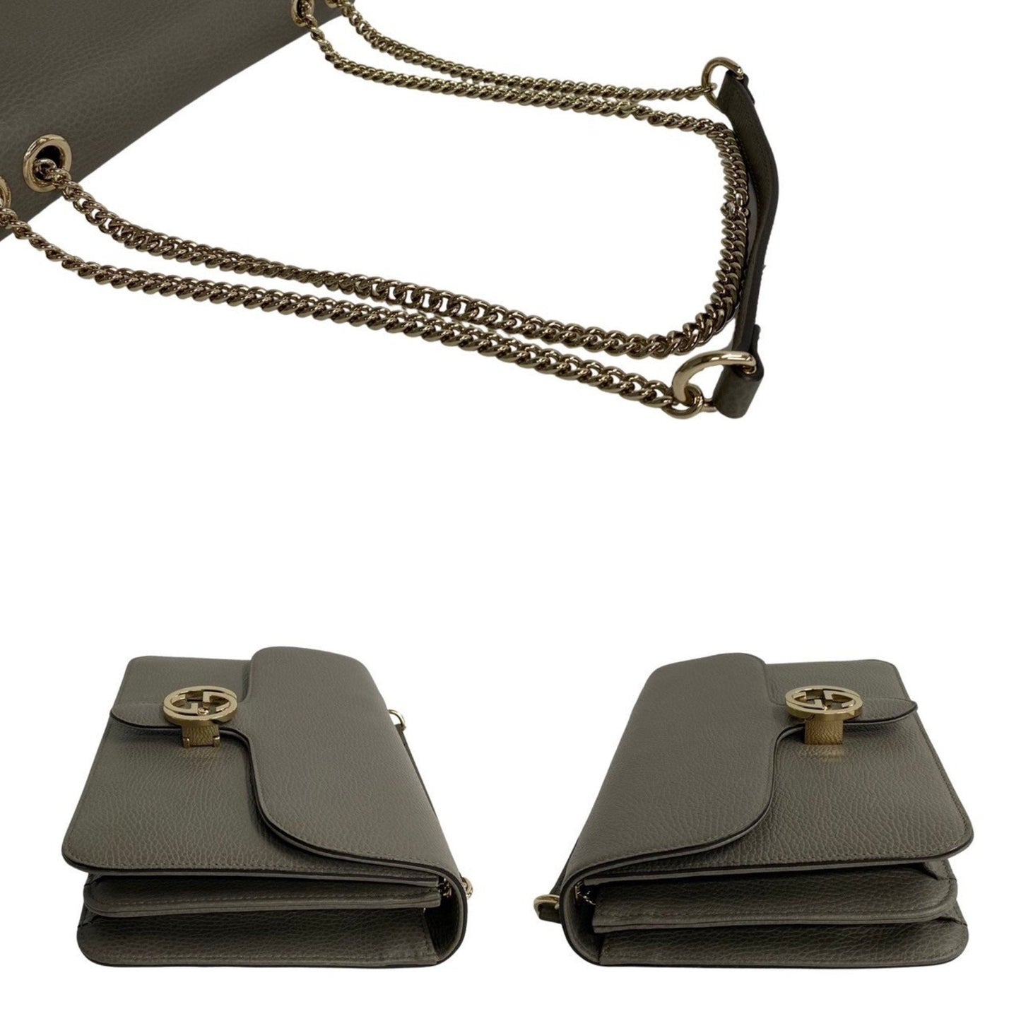 Gucci Gray Leather Handbag Shoulder Bag