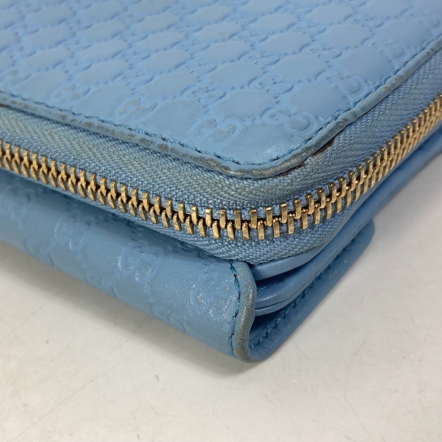 Gucci Blue Leather Long Wallet (Bi-Fold)