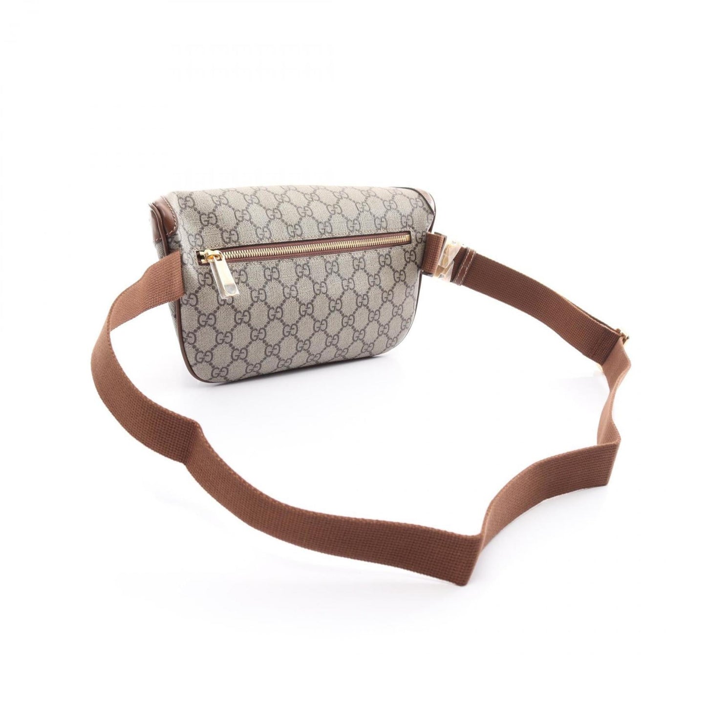 Gucci Beige Brown Pvc Coated Canvas Leather Sling Bag