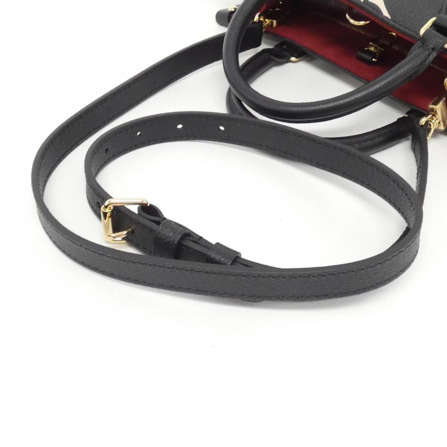 Louis Vuitton Beige Black Leather Handbag Shoulder Bag Tote Bag