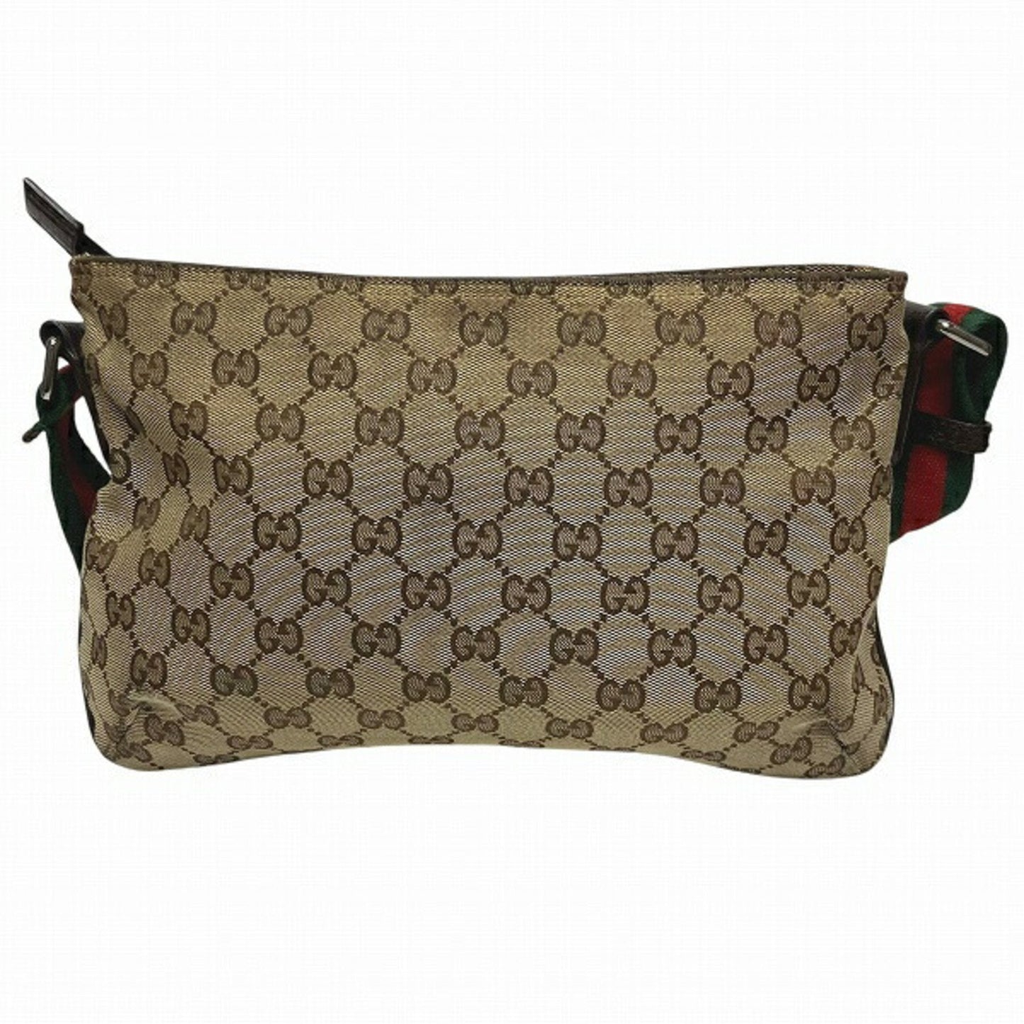 Gucci Brown Gg Canvas Leather Shoulder Bag