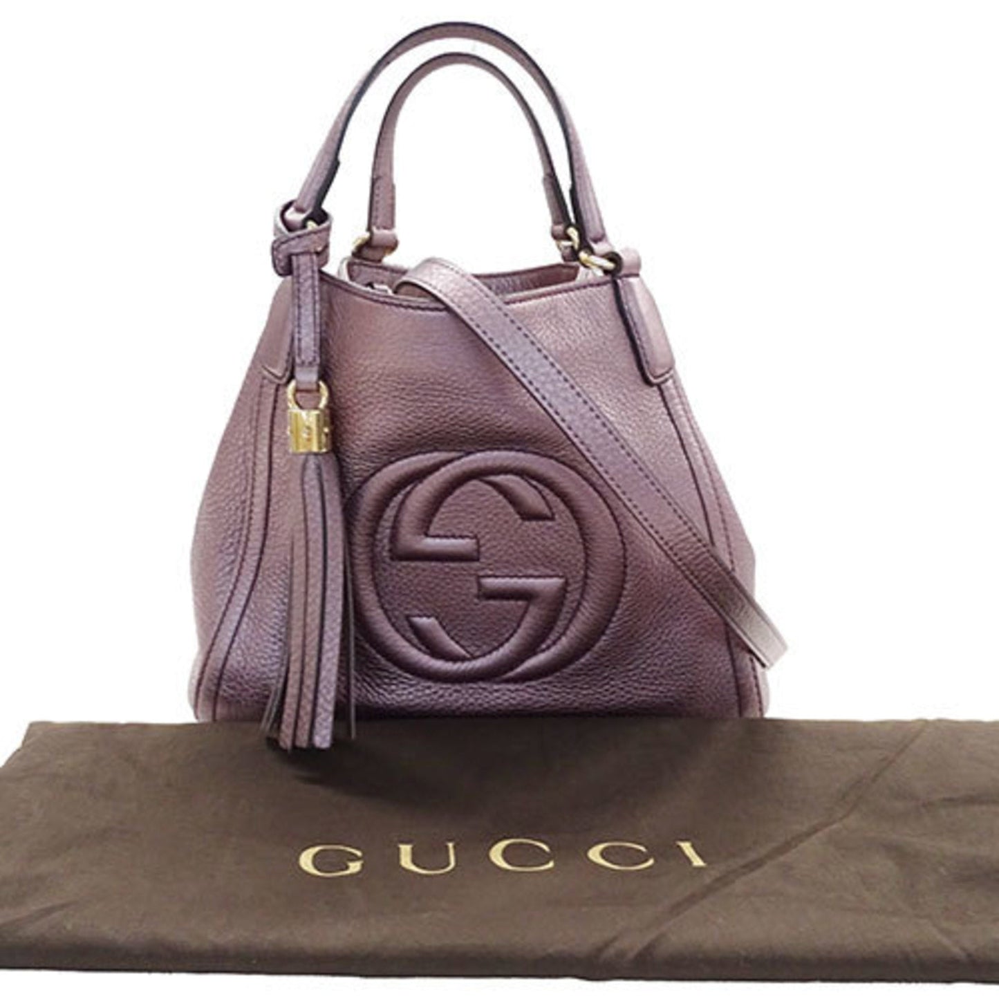 Gucci Metallic Purple Leather Handbag Shoulder Bag