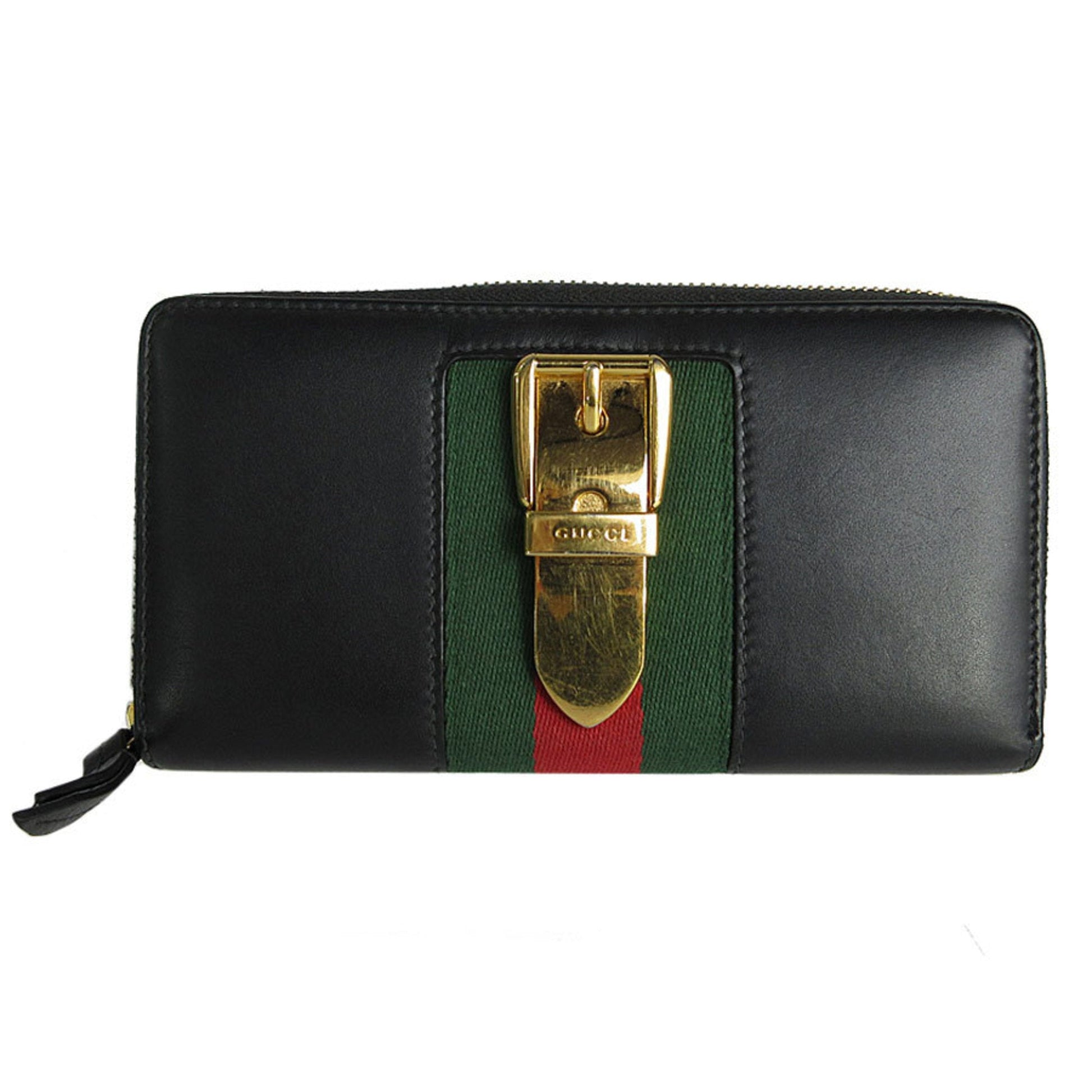 Gucci Black Gold Metal Leather Coin Purse/Coin Case ()