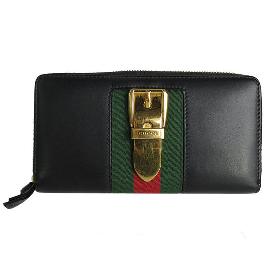 Gucci Black Gold Metal Leather Coin Purse/Coin Case ()