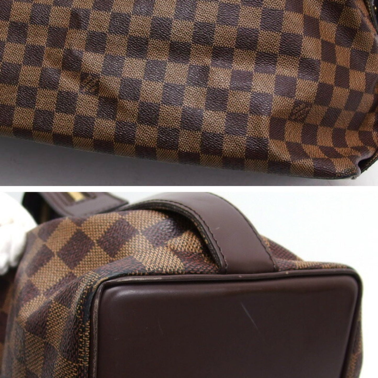 Louis Vuitton Dark Brown Damier Canvas Leather Shoulder Bag Tote Bag