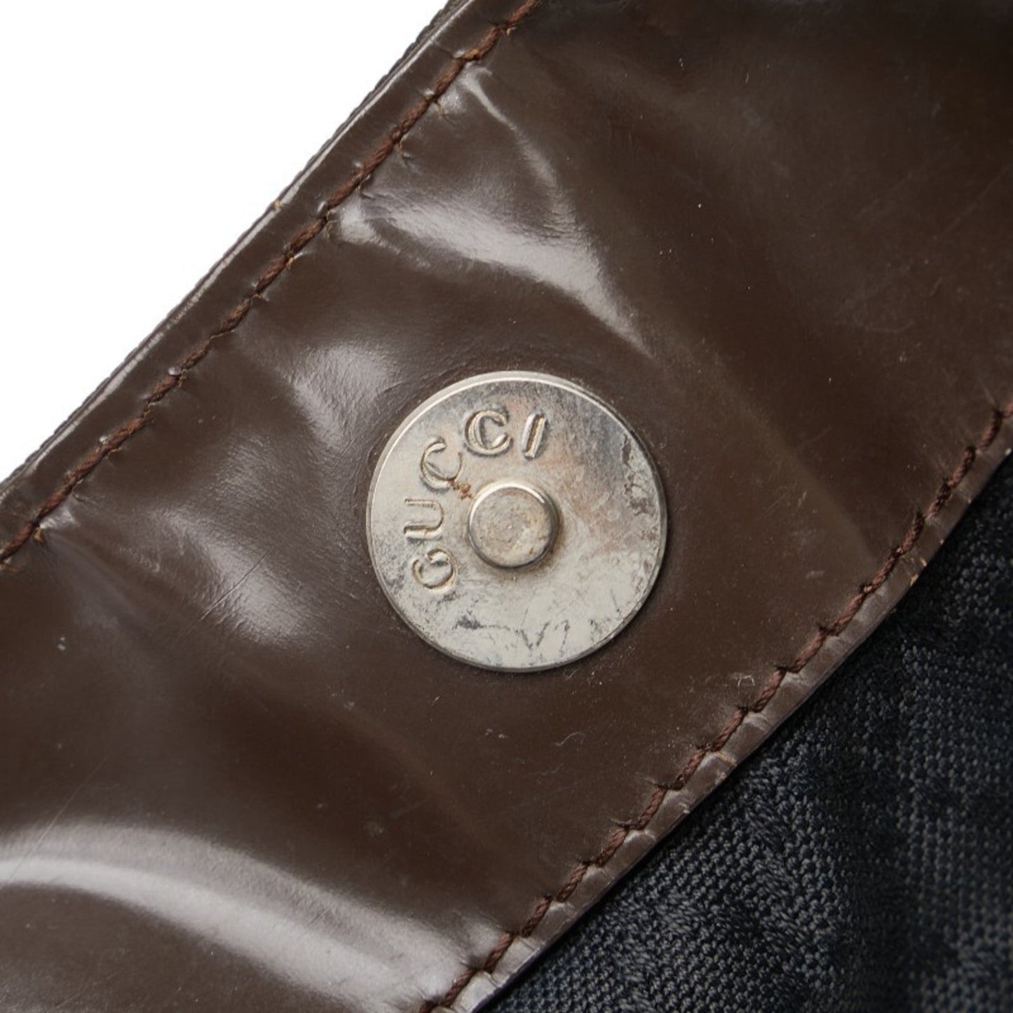 Gucci Brown Khaki Nylon Leather Handbag Shoulder Bag
