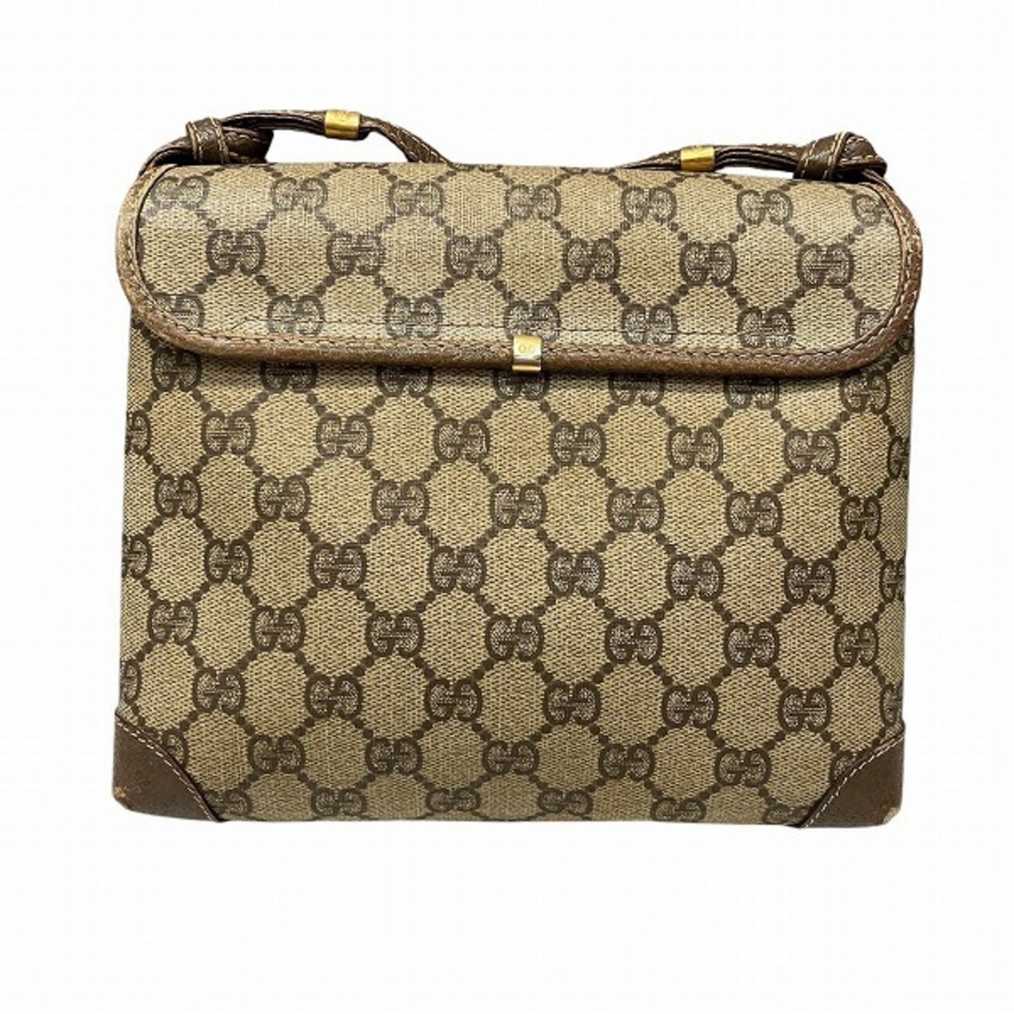 Gucci Beige Brown Pvc Leather Shoulder Bag