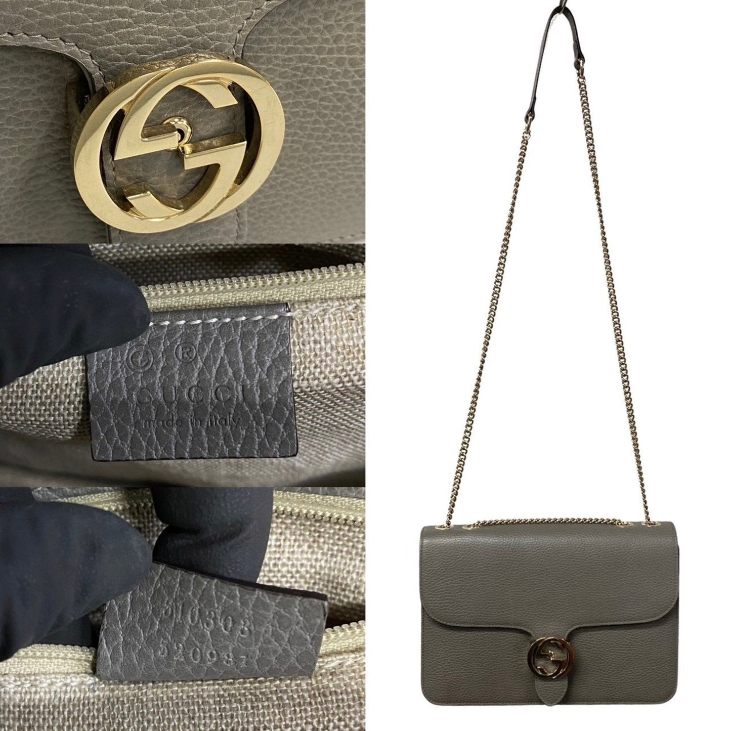 Gucci Gray Leather Handbag Shoulder Bag