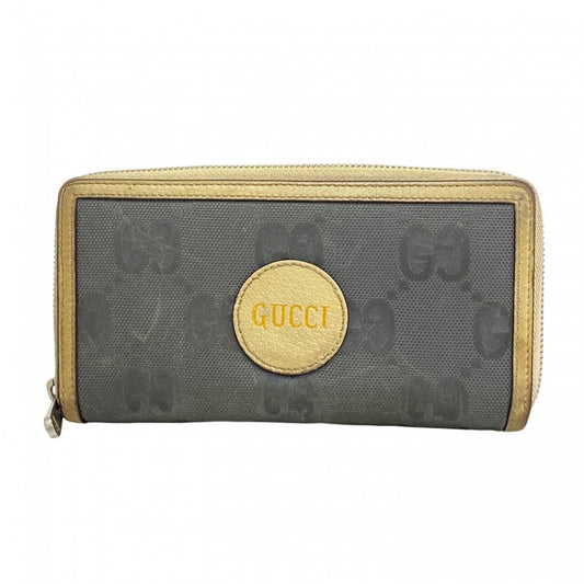 Gucci Beige Gray Nylon Canvas Long Wallet (Bi-Fold)