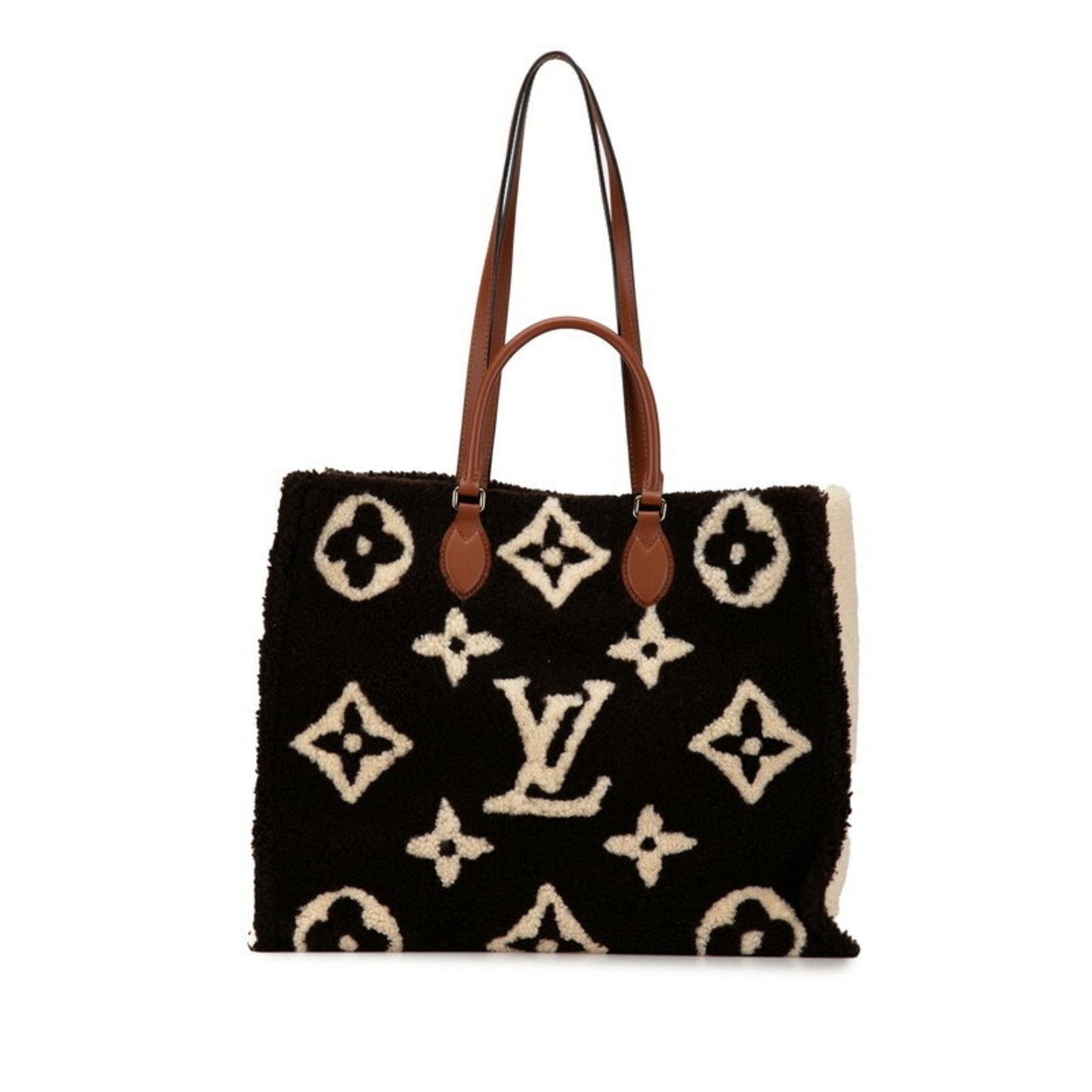 Louis Vuitton Beige Brown Leather Shoulder Bag Tote Bag ()