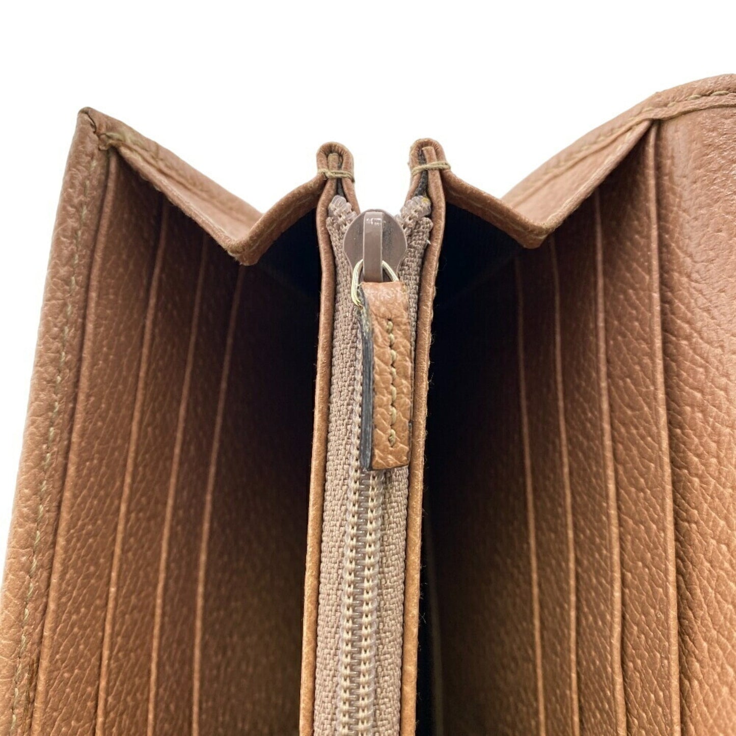 Gucci Beige Pink Canvas Leather Long Wallet (Bi-Fold)