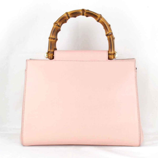Gucci Bamboo Pink Leather Handbag ()