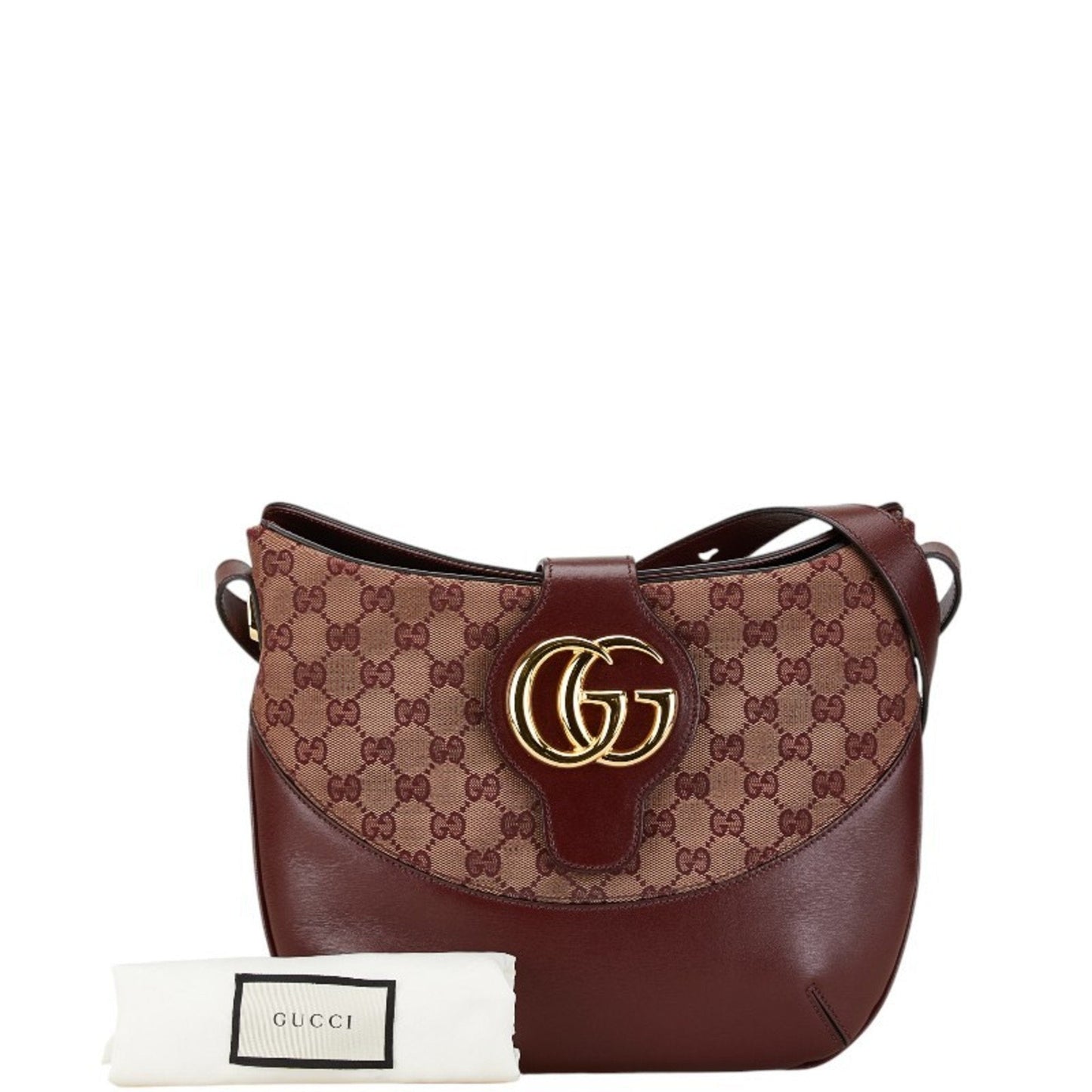 Gucci Bordeaux Red Color Wine Canvas Leather Shoulder Bag