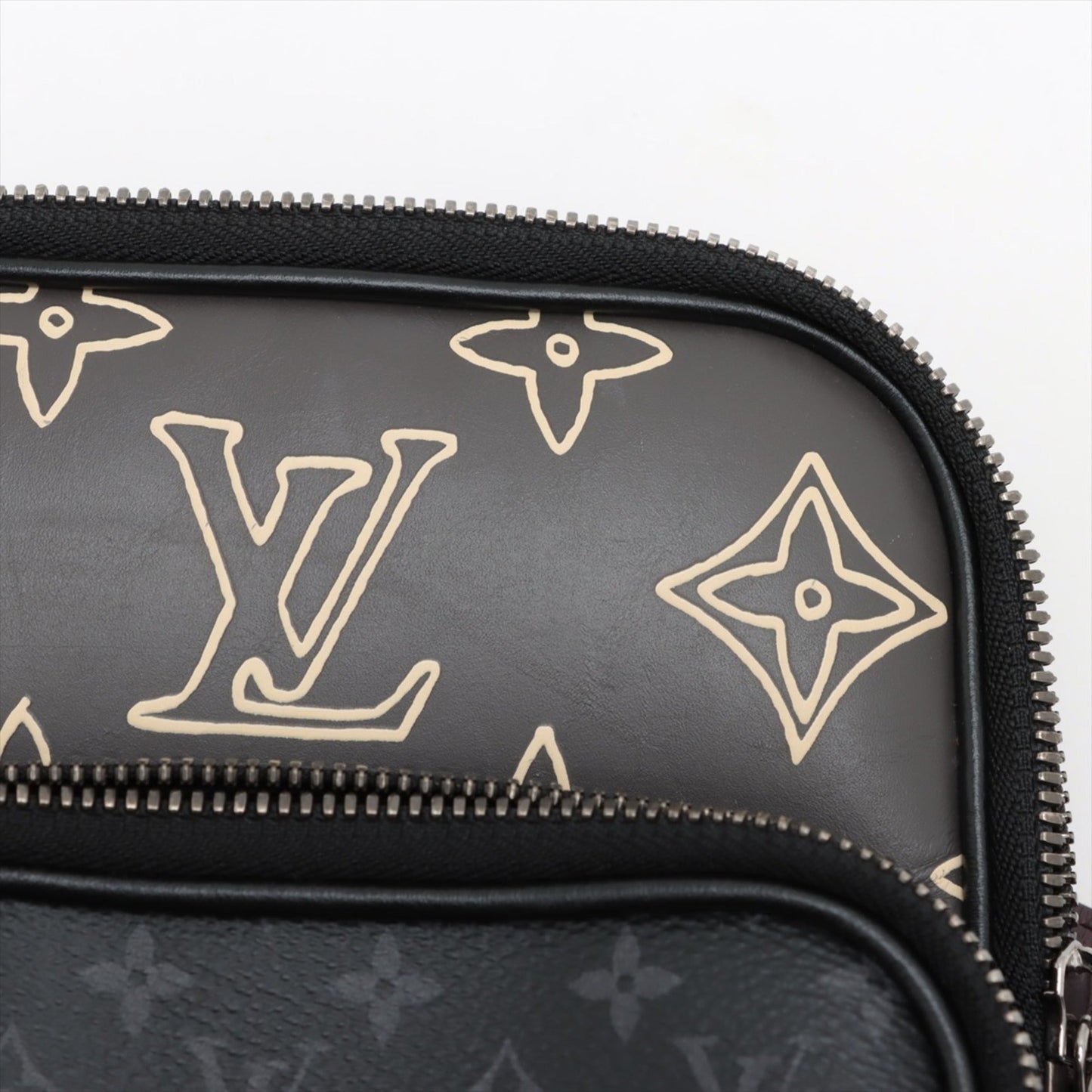 Louis Vuitton Black Leather Coated Canvas Shoulder Bag