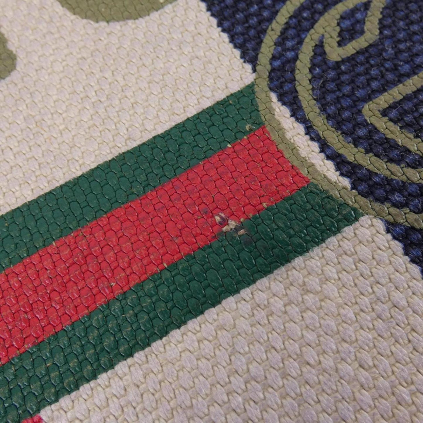 Gucci Blue Red Color White Canvas Leather Backpack