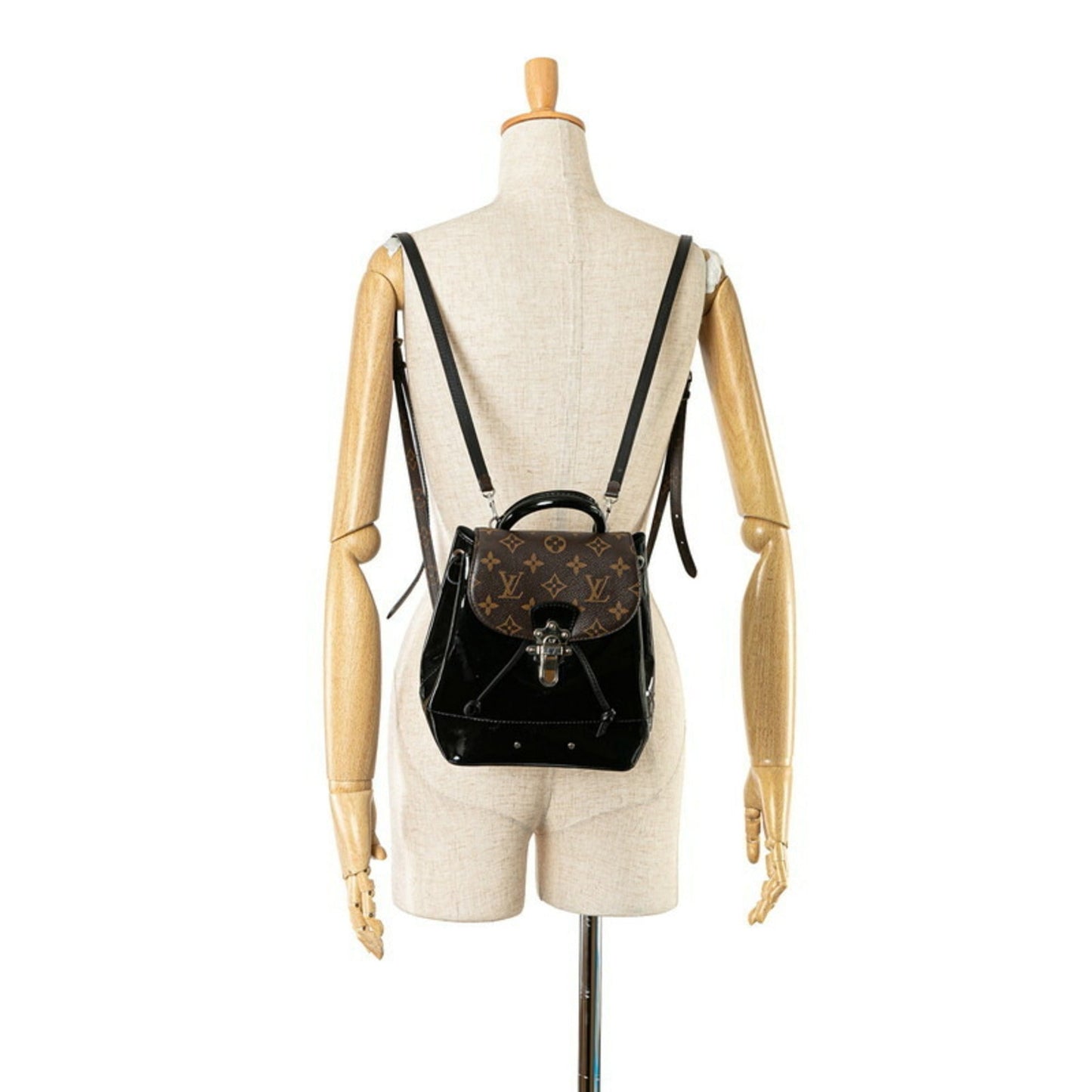Louis Vuitton Black Brown Patent Leather Pvc Backpack