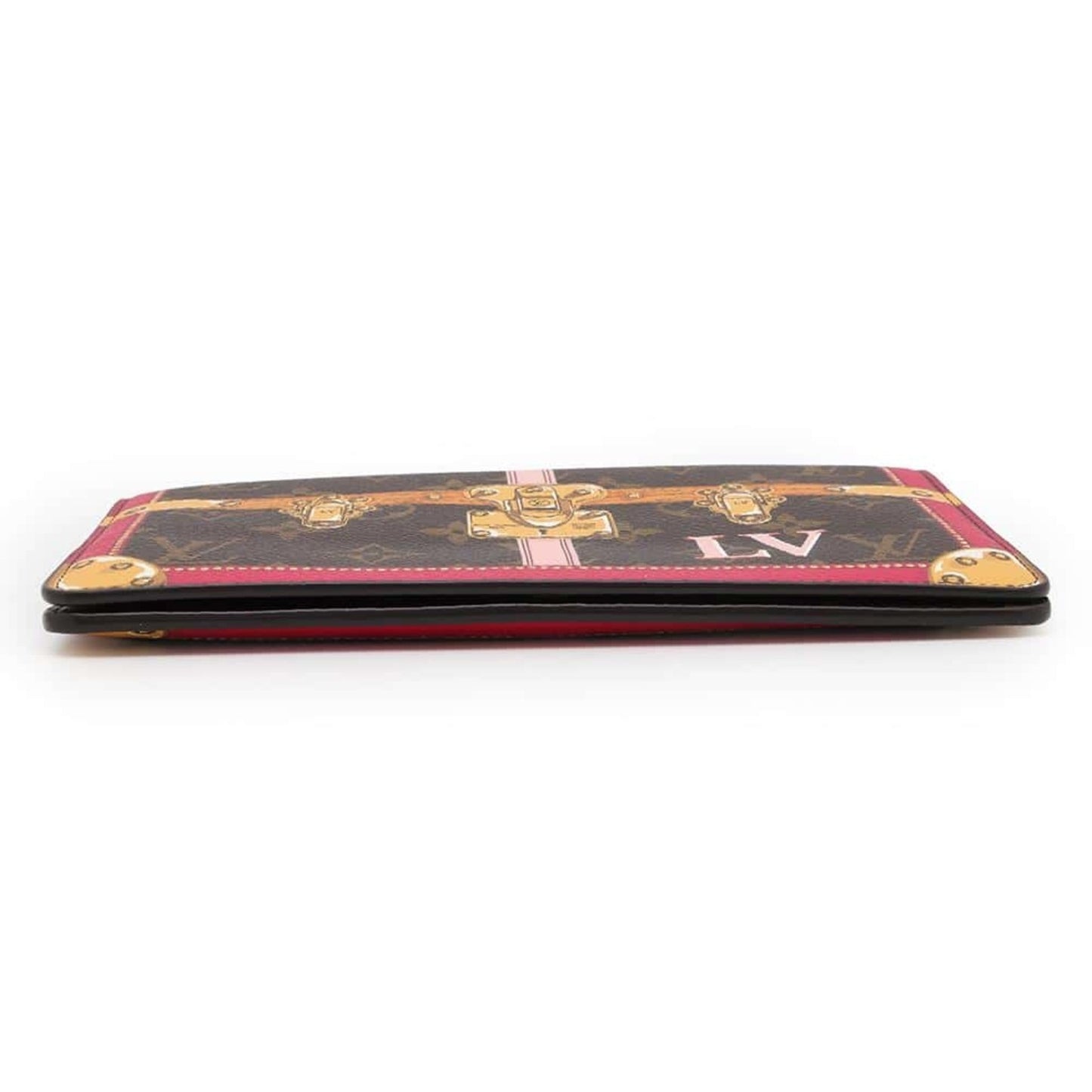 Louis Vuitton Brown Fuchsia Pink Monogram Chain/Shoulder Wallet