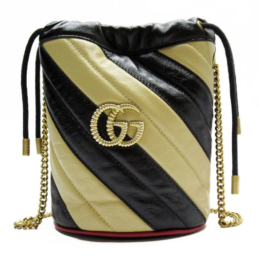 Gucci Beige Black Leather Shoulder Bag ()